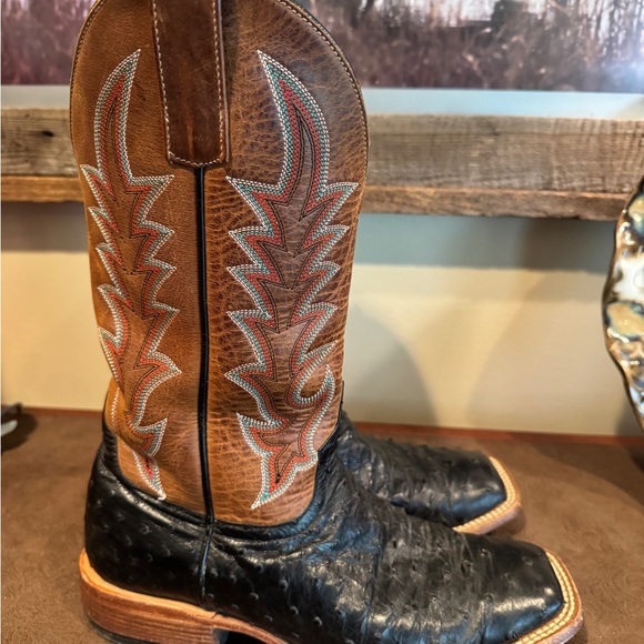 Macie Bean Brown & Black Women's Western Cowboy Boots with Red Stitching - Picture 3 of 8